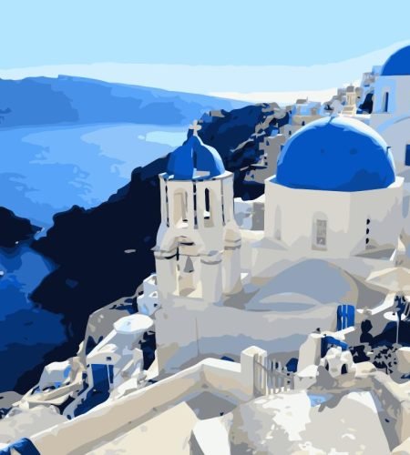 Paint by numbers Santorini greece vacation painting